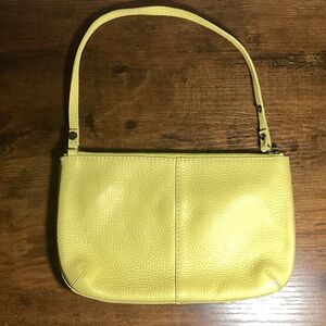 GAP Lemon Yellow Cow Leather Shoulder Bag l Polka Dot Interior